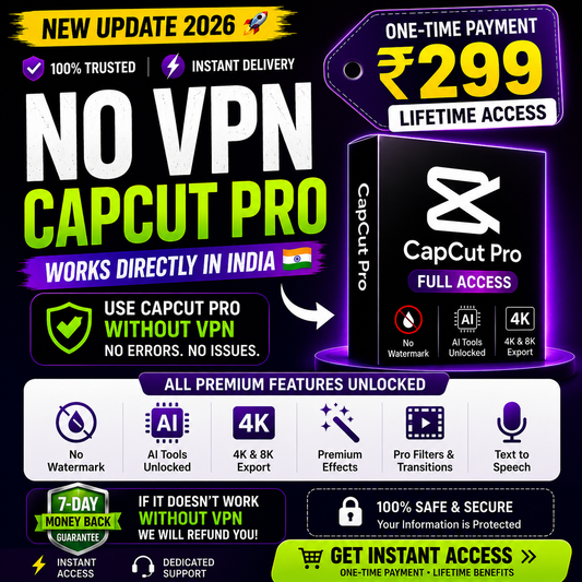 Capcut Pro for Lifetime| No VPN | All AI Features Free